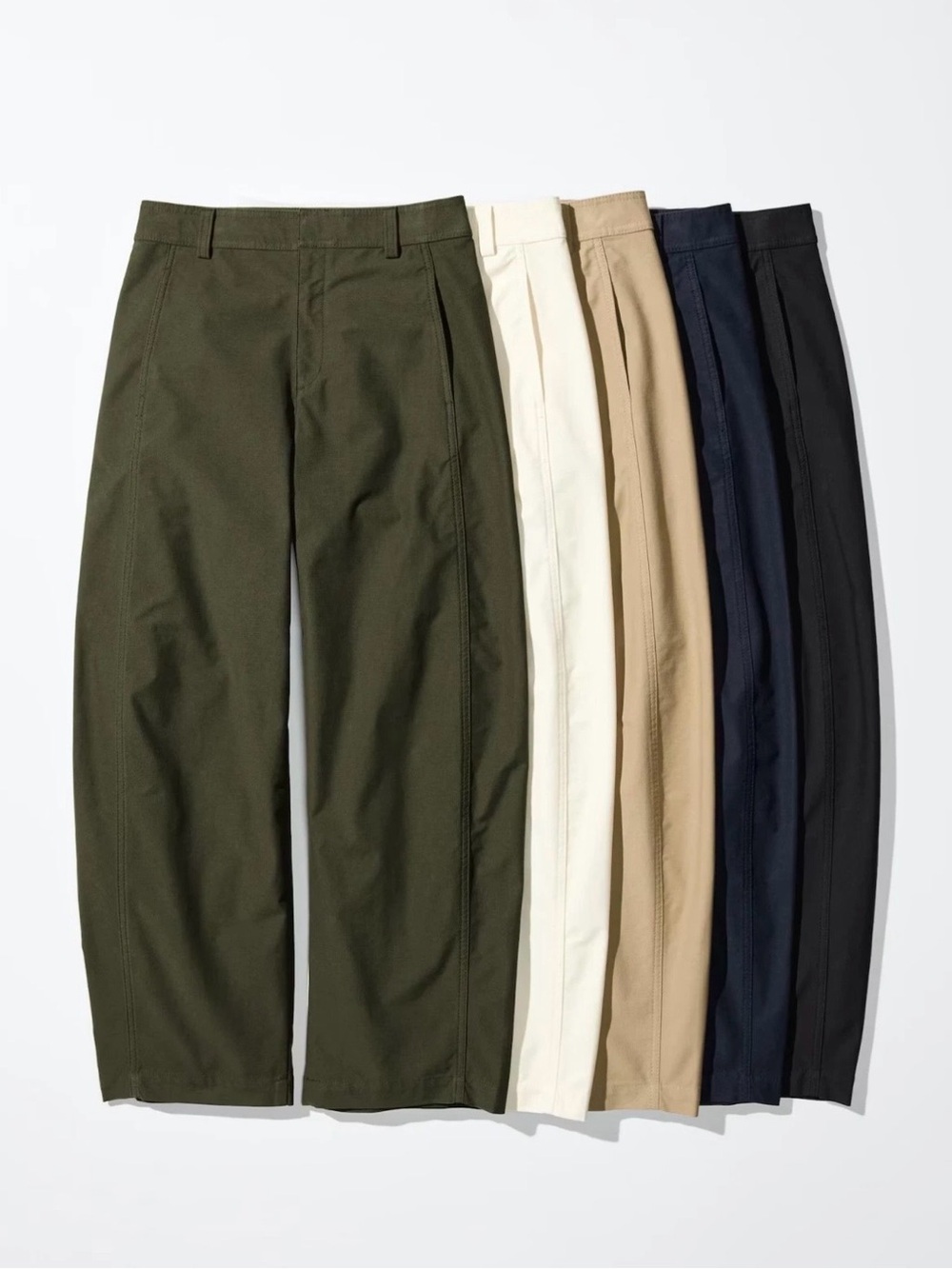 Uniqlo Olive Green Barrel Pants Womens Large High Rise Wide Curved Leg